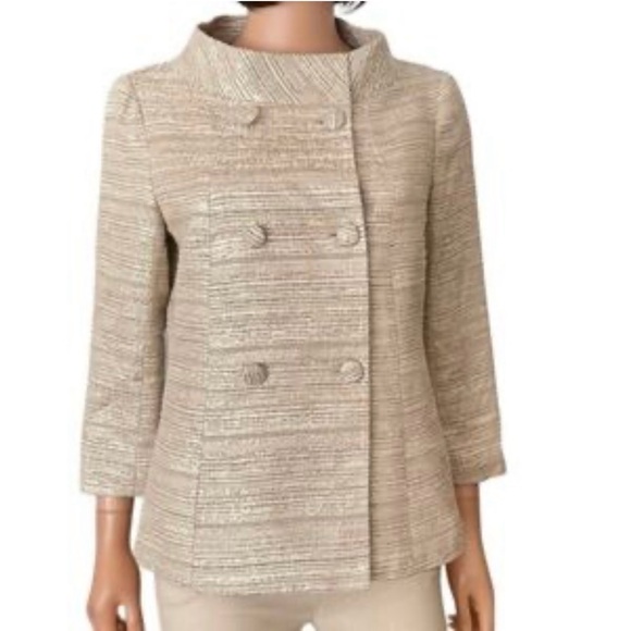 Talbots Gold BrocadeTextured 3/4 Sleeve  Jacket, Size 4 - Picture 1 of 12